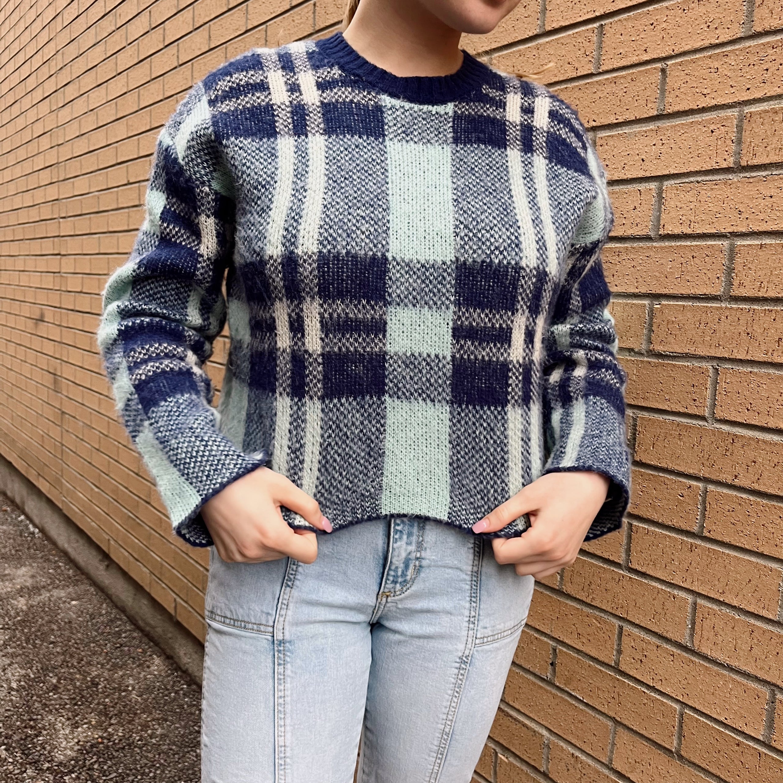 Blue plaid shop sweater